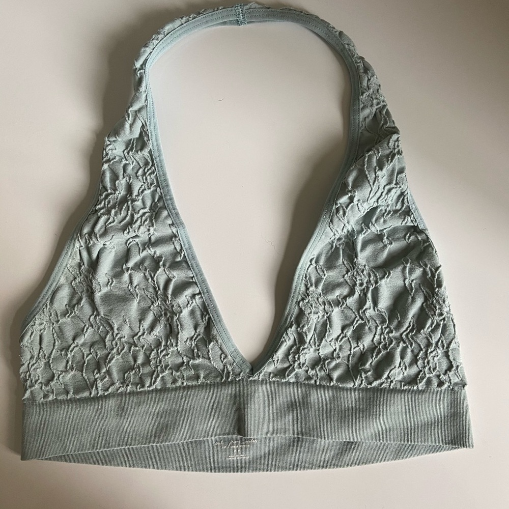Minty green/grey halter bralette